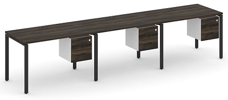 Рабочая станция односторонняя с подвесными тумбами на 3 места CN.ORS-134 B/W