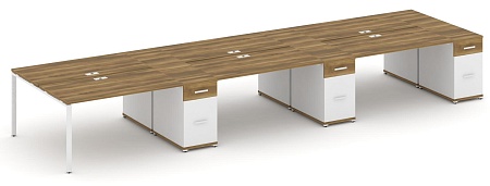 Рабочая станция на 6 мест с четыремя опорными тумбами CN.DRS-463 B/W