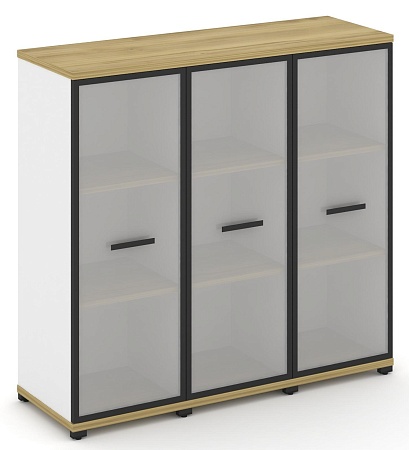 Шкаф три узкие секции, 3 ниши (3 фасада стекло белое матовое в раме, 3 ниши) CN.STU-336 RM B/W