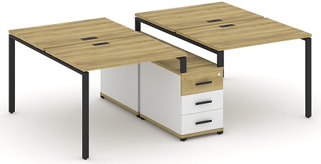 Рабочая станция на 4 места с двухсторонней опорной тумбой CN.DRS-309 B/W