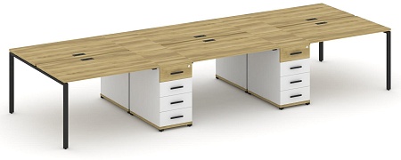 Рабочая станция на 6 мест с четыремя опорными тумбами CN.DRS-450 B/W