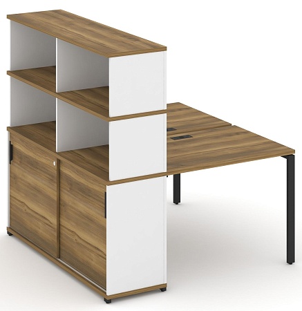 Рабочая станция с опорным шкафом купе с надставкой высокой CN.DRS-241 B/W