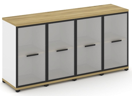 Шкаф четыре узкие секции, 2 ниши (4 фасада стекло белое матовое в раме, 2 ниши ) CN.STU-243 RM B/W