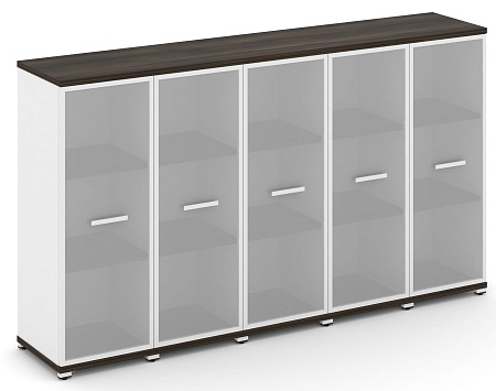 Шкаф пять узких секций, 3 ниши (5 фасадов стекло белое матовое в раме, 3 ниши) CN.STU-356 RM B/W