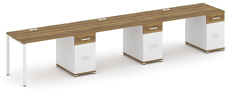 Рабочая станция на 3 места с тремя опорными тумбами CN.ORS-445 B/W