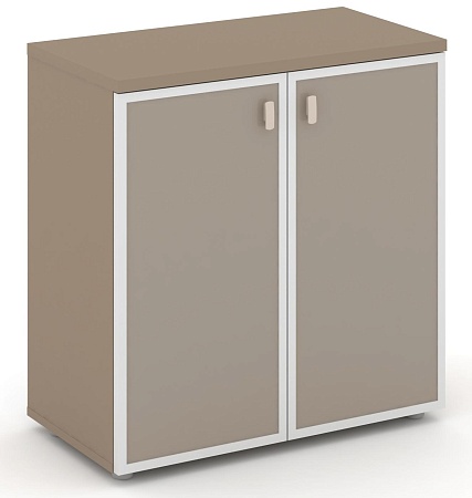 Шкаф низкий широкий (2 низких фасада стекло лакобель Satin в раме) ES.ST-3.2R I/U
