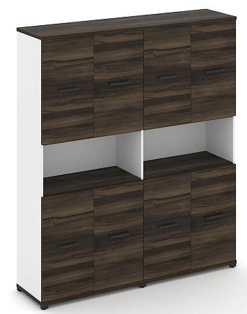 Шкаф две широкие секции, 5 ниш (4 фасада ЛДСП, 2 ниши + 4 фасада ЛДСП, 2 ниши) CN.STS-523 B/W