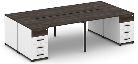 Рабочая станция на 4 места с двумя опорными тумбами CN.DRS-425 B/W