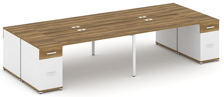 Рабочая станция на 4 места с двумя опорными тумбами CN.DRS-431 B/W