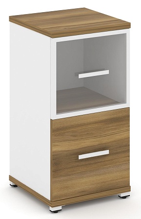 Шкаф одна узкая секция, 2 ниши (фасад ЛДСП, 1 ниша + фасад стекло прозрачное в раме, 1 ниша) CN.STU-212 RP B/W