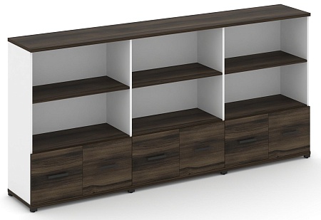 Шкаф три широкие секции, 3 ниши (6 фасадов ЛДСП, 1 ниша) CN.STS-331 B/W