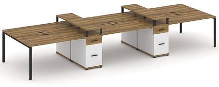 Рабочая станция на 6 мест с четыремя опорными тумбами CN.DRS-471 B/W