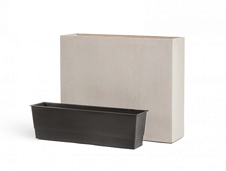 Кашпо TREEZ Effectory Beton Высокий Дивайдер Белый песок в-75, д-92, ш-25 см 1/1