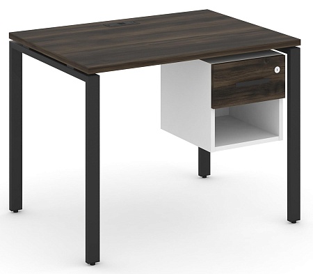 Стол рабочий с подвеснй тумбой одной открытой нишей и одним ящиком CN.SP-117 B/W
