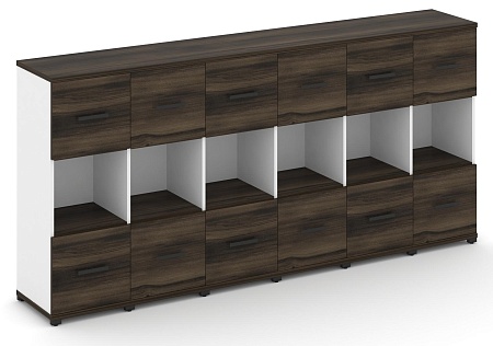 Шкаф шесть узких секций, 3 ниши (6 фасадов ЛДСП, 1 ниша + 6 фасадов ЛДСП, 1 ниша) CN.STU-365 B/W