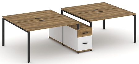 Рабочая станция на 4 места с двухсторонней опорной тумбой CN.DRS-315 B/W