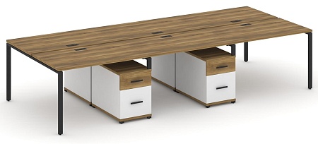 Рабочая станция на 6 мест с двумя двухсторонними опорными тумбами CN.DRS-346 B/W