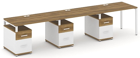 Рабочая станция на 3 места с тремя опорными тумбами CN.ORS-346 B/W
