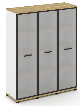 Шкаф три узкие секции, 4 ниши (3 фасада стекло белое матовое в раме, 4 ниши) CN.STU-436 RM B/W