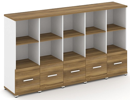 Шкаф пять узких секций, 3 ниши (5 фасадов ЛДСП, 1 ниша) CN.STU-351 B/W