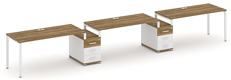 Рабочая станция на 3 места с двумя опорными тумбами CN.ORS-328 B/W