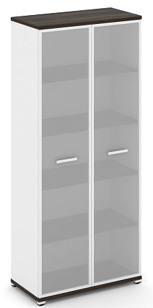 Шкаф одна широкая секция, 5 ниш (2 фасада стекло белое матовое в раме, 5 ниш) CN.STS-518 RM B/W