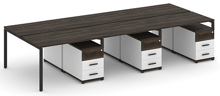 Рабочая станция на 6 мест с тремя двухсторонними опорными тумбами CN.DRS-350 B/W