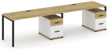 Рабочая станция на 2 места с двумя опорными тумбами CN.ORS-316 B/W