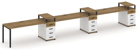 Рабочая станция на 3 места с тремя опорными тумбами CN.ORS-460 B/W