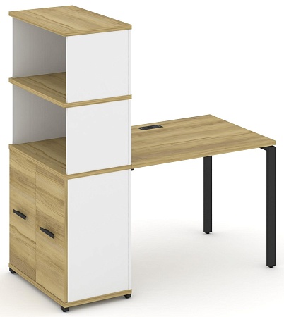Стол рабочий с опорным распашным шкафом с надставкой высокой CN.SP-229 B/W