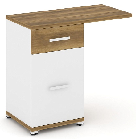 Тумба приставная узкая 1 ящик + 1 распашной фасад со свесом. CN.TUS-003 B/W