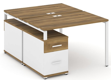 Рабочая станция на 2 места с двухсторонней опорной тумбой CN.DRS-306 B/W