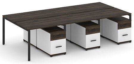 Рабочая станция на 6 мест с тремя двухсторонними опорными тумбами CN.DRS-353 B/W