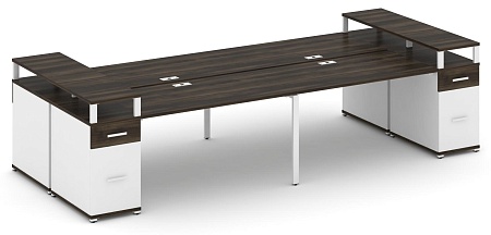 Рабочая станция на 6 мест с шестью опорными тумбами CN.DRS-447 B/W