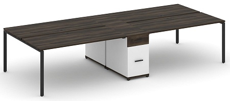 Рабочая станция на 4 места с двумя опорными тумбами CN.DRS-424 B/W