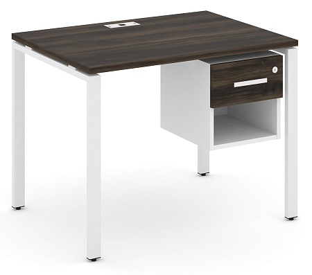 Стол рабочий с подвеснй тумбой одной открытой нишей и одним ящиком CN.SP-117 B/W