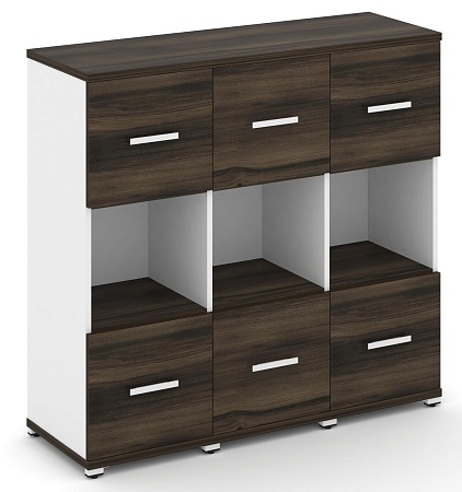 Шкаф три узкие секции, 3 ниши (3 фасада ЛДСП, 1 ниша + 3 фасада ЛДСП,1 ниша) CN.STU-335 B/W