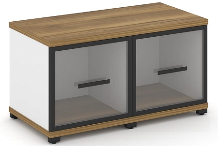 Шкаф две узкие секции, 1 ниша (2 фасада стекло прозрачное в раме, 1 ниша) CN.STU-123 RP B/W