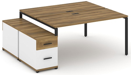 Рабочая станция на 2 места с двухсторонней опорной тумбой CN.DRS-308 B/W