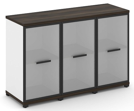 Шкаф три узкие секции, 2 ниши (3 фасада стекло белое матовое в раме, 2 ниши) CN.STU-233 RM B/W