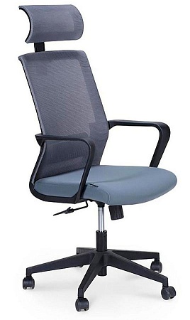 Кресло офисное Интер (спинка серая сетка / сидушка серая ткань) CH-180A-OA2016*АК30-64
