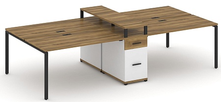Рабочая станция на 6 мест с четыремя опорными тумбами CN.DRS-439 B/W