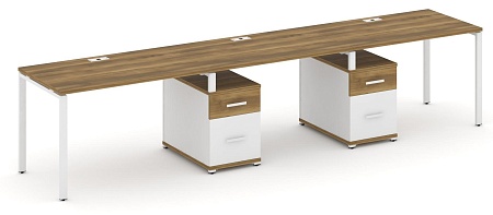 Рабочая станция на 3 места с двумя опорными тумбами CN.ORS-338 B/W
