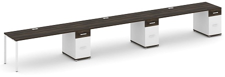 Рабочая станция на 3 места с тремя опорными тумбами CN.ORS-448 B/W