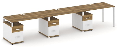 Рабочая станция на 3 места с тремя опорными тумбами CN.ORS-347 B/W