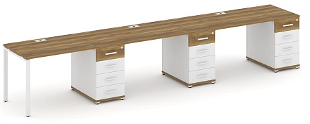 Рабочая станция на 3 места с тремя опорными тумбами CN.ORS-441 B/W