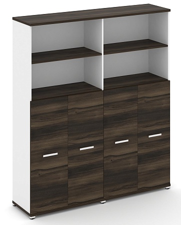 Шкаф две широкие секции, 5 ниш (4 фасада ЛДСП, 3 ниши) CN.STS-524 B/W