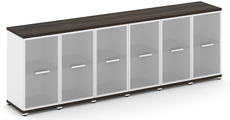 Шкаф шесть узких секций, 2 ниши (6 фасадов стекло белое матовое в раме,  2 ниши) CN.STU-263 RM B/W