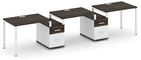 Рабочая станция на 3 места с двумя опорными тумбами CN.ORS-329 B/W