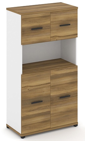 Шкаф две широкие секции, 4 ниши (2 фасада ЛДСП, 2 ниши + 2 фасада ЛДСП, 1 ниша) CN.STS-415  B/W